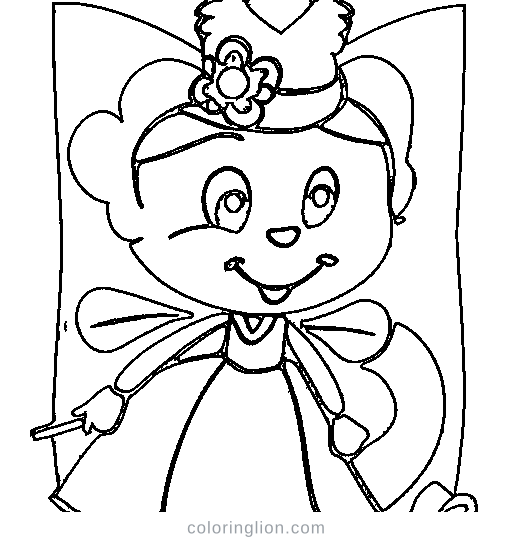 A princess with a magic wand Coloring Page