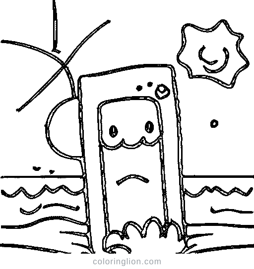 A beach sun in summer Coloring Page