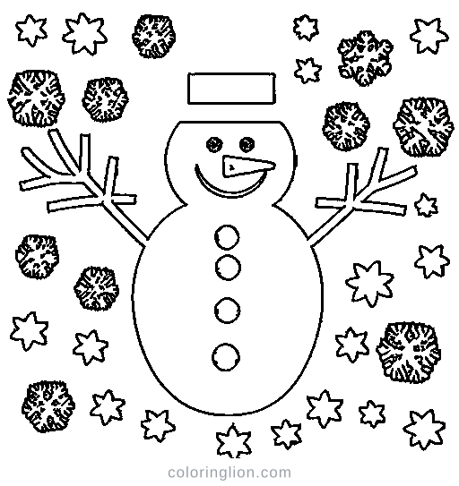 Winter Snowman Coloring Page