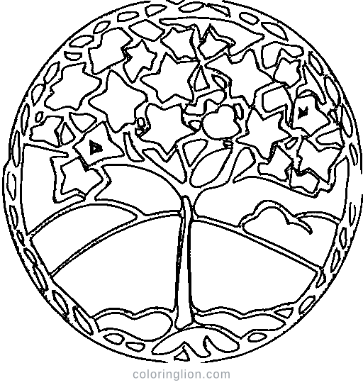 An apple tree with fruit Coloring Page