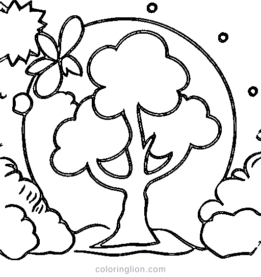 A tree in spring with blossoms Coloring Page