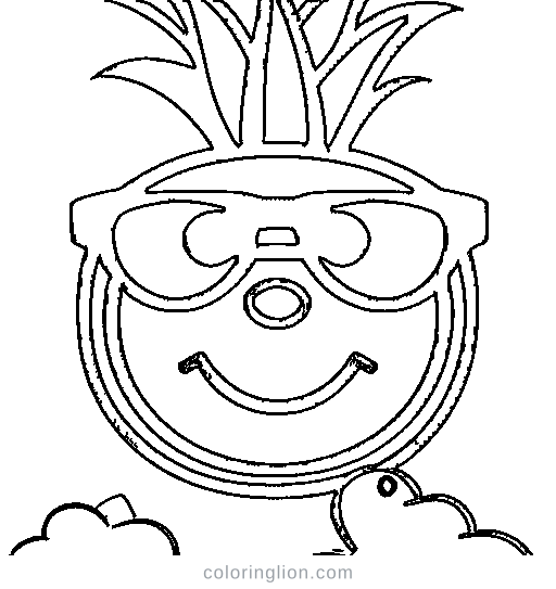 A pineapple with sunglasses Coloring Page