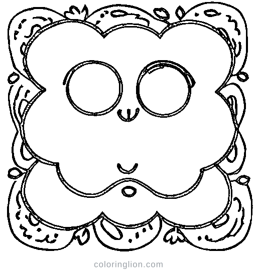 A happy square character Coloring Page