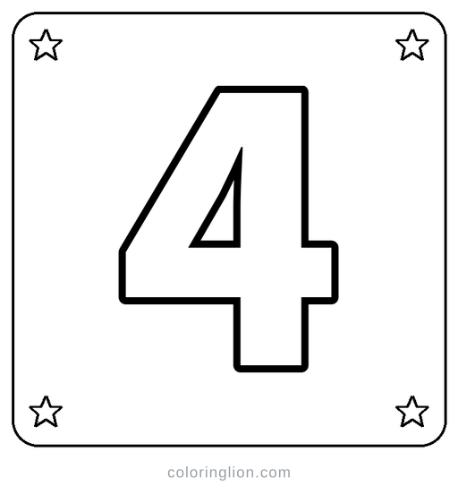 Number 4 Coloring Page