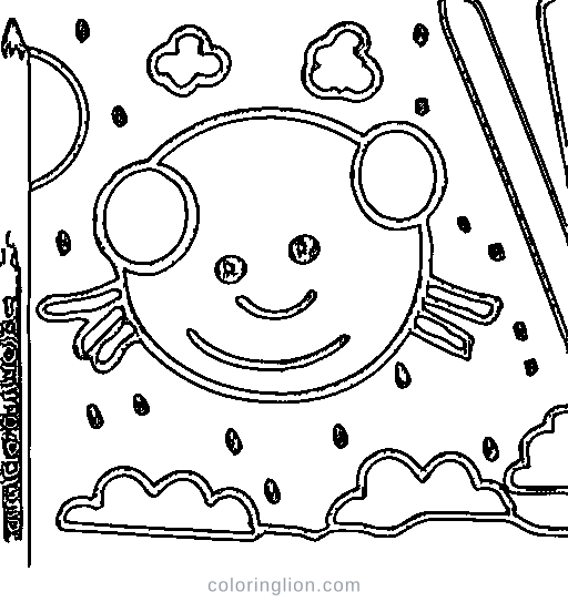 A cloud with raindrops Coloring Page