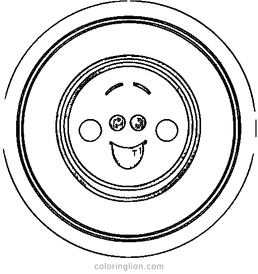 A smiling circle character Coloring Page