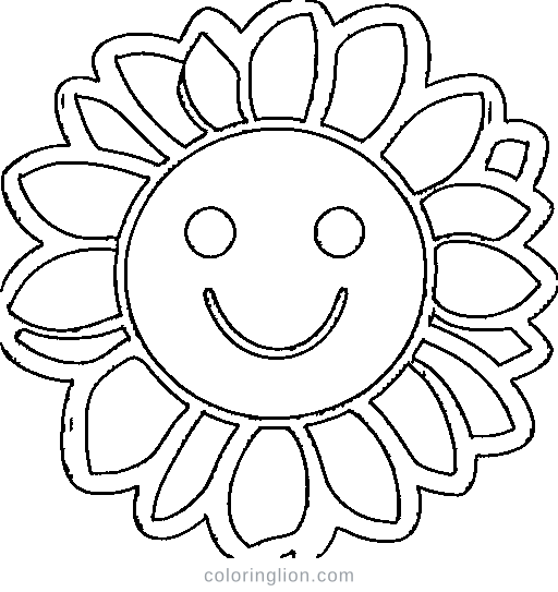 A smiling sunflower Coloring Page