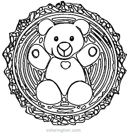A teddy bear holding a heart Coloring Page