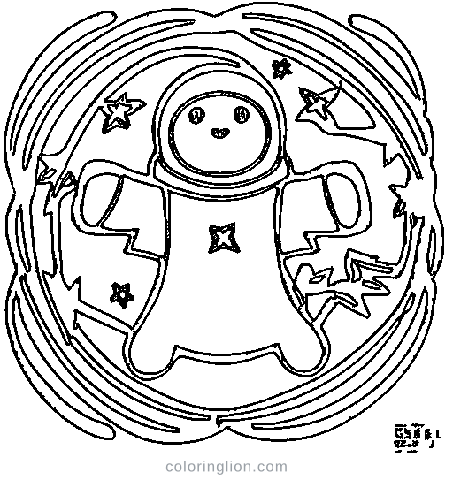 An astronaut on the moon Coloring Page