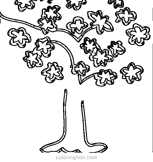 A tree in spring with blossoms Coloring Page