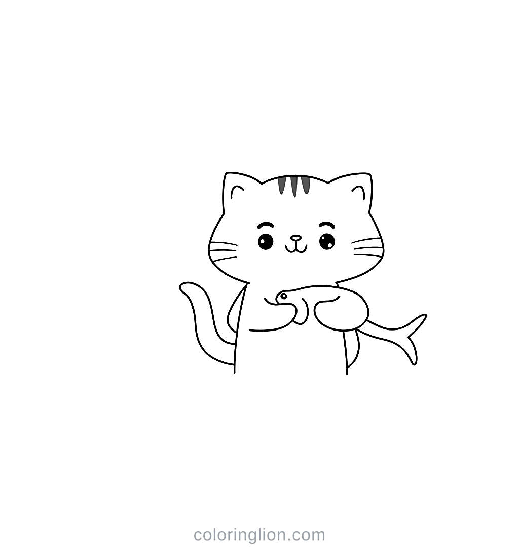 물고기와 고양이 색칠 도안