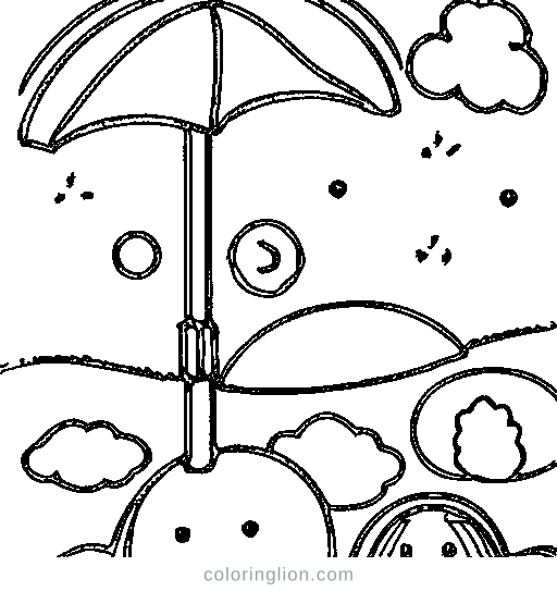 A rainbow umbrella Coloring Page