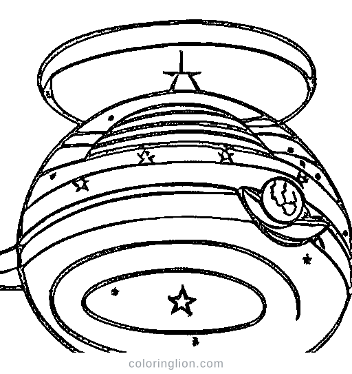 The planet Saturn with rings Coloring Page