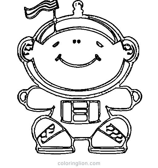Astronaut with a flag Coloring Page