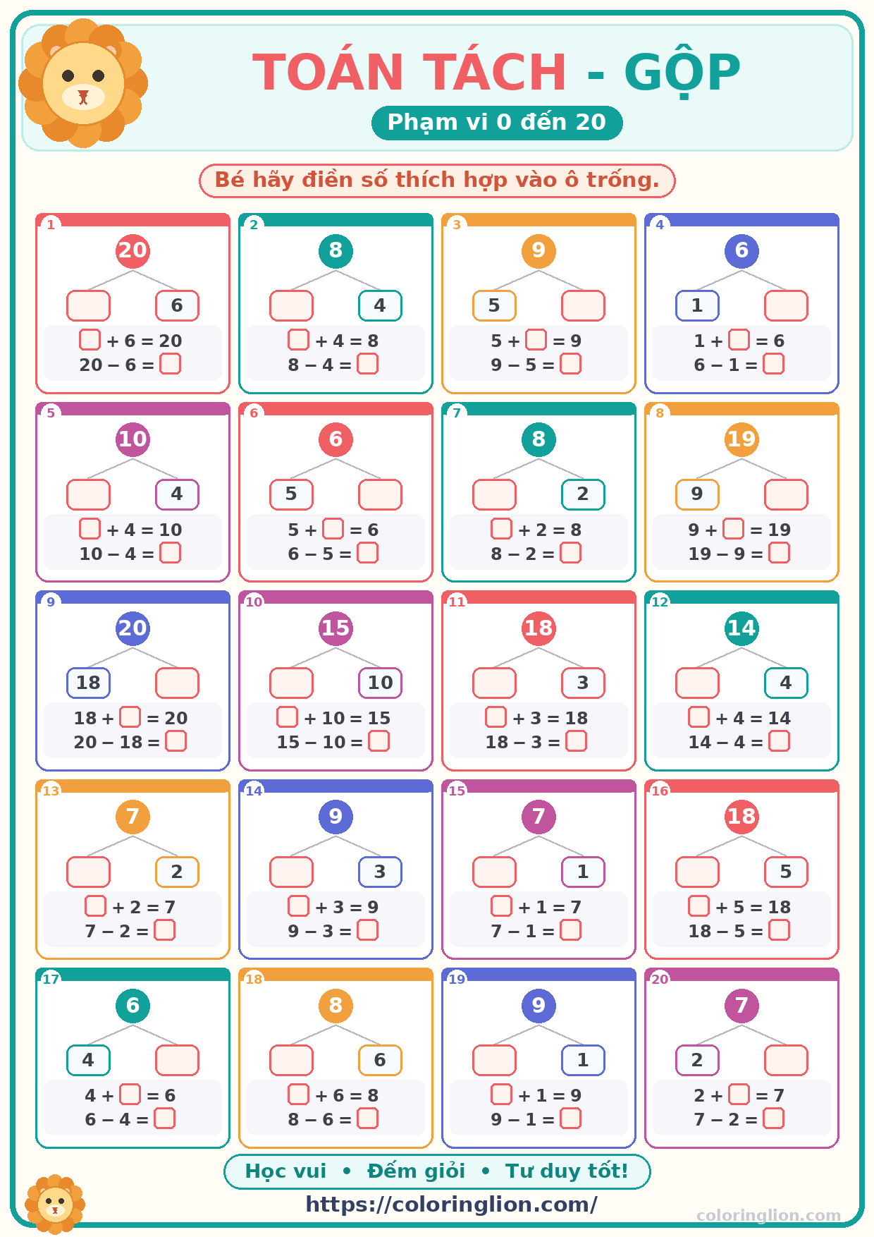 Tách – Gộp số (0–20) 20