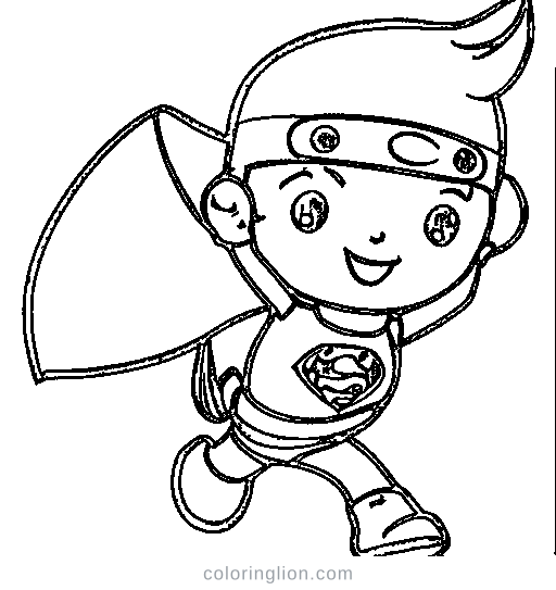 Superhero with a cape flying Coloring Page