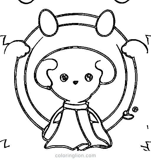 A three-eyed alien Coloring Page